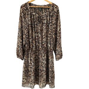 Lauren Ralph Lauren Sheer Brown and Black Cheetah Print Midi Dress Size 22W